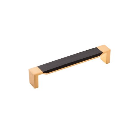 CURTILAGE 6.31 in. Fuse Center to Center Pull - Brushed Golden Brass with Black Wood CU2528828